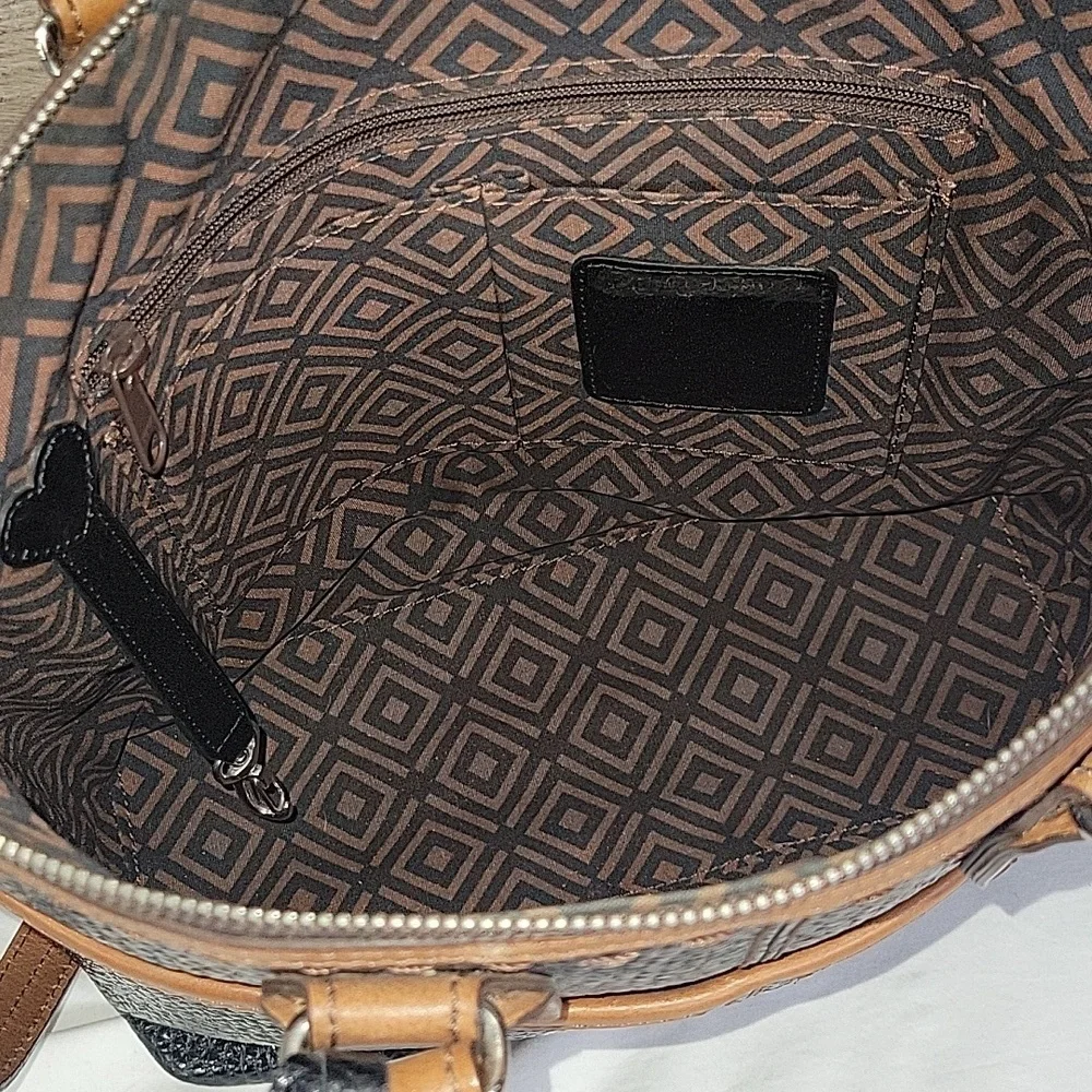 Brighton Black and Brown Pebble Leather Tote Crossbody Bag